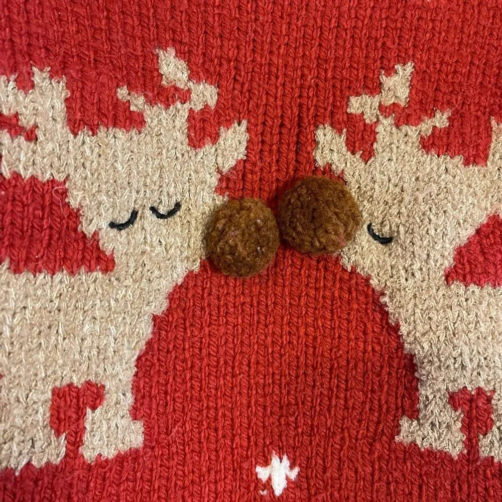 ZARA Toddler Reindeer Red Tan/Brown Sweater Winter Holiday | SZ 12-18 months